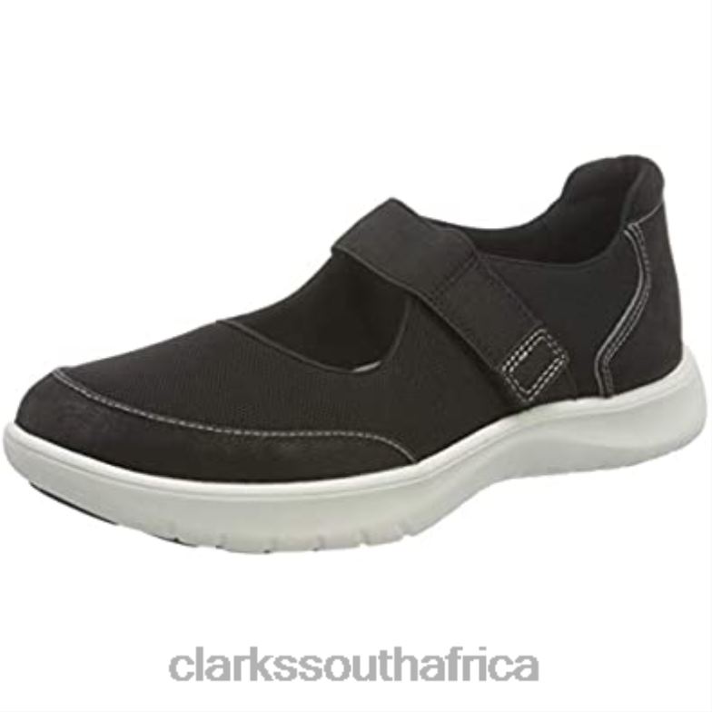 Women's Adella West Sneaker Black Textile Clarks 840402230 Women Clarks Black Textile