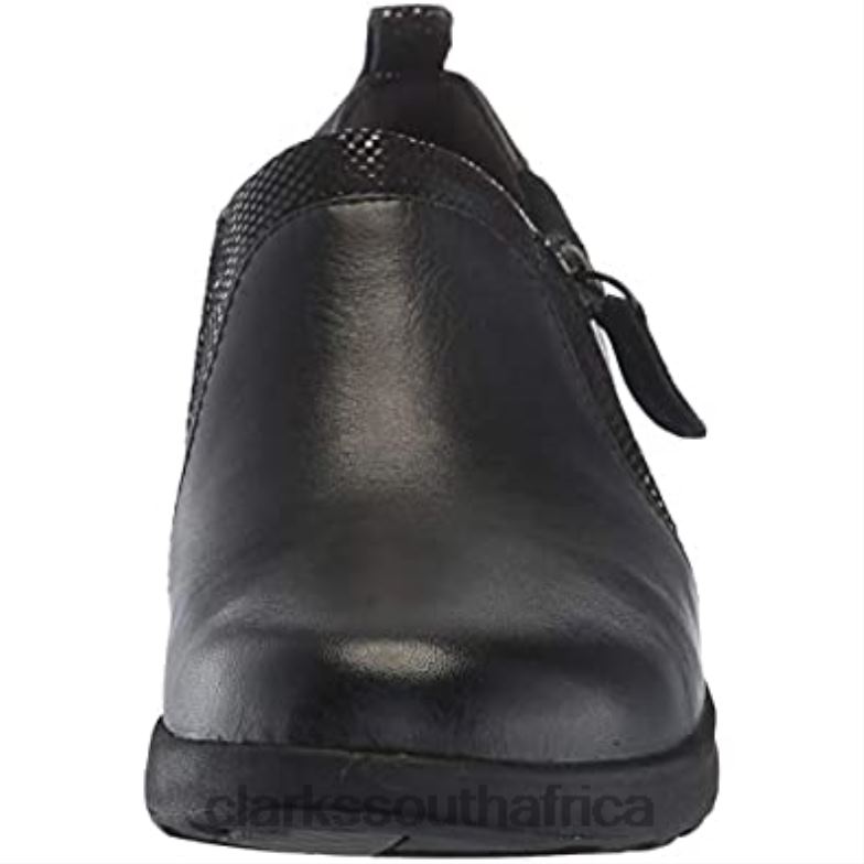 Women's Un Adorn Zip Sneaker Clarks Black Leather Suede Combi 84040327 Women Clarks Black Leather Suede Combi
