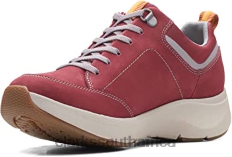 Women's Wave 20 Lace Sneaker Wine Nubuck Combi Clarks 840402782 Women Clarks Wine Nubuck Combi