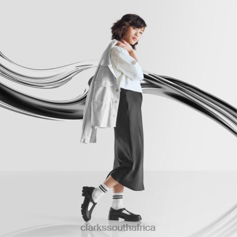 Clarks Black Leather Teala Bar Black Leather 840405121 Women Clarks Black Leather