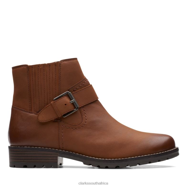 Clarkwellstrap Dark Tan Leather Clarks Dark Tan Leather 840406141 Women Clarks Dark Tan Leather