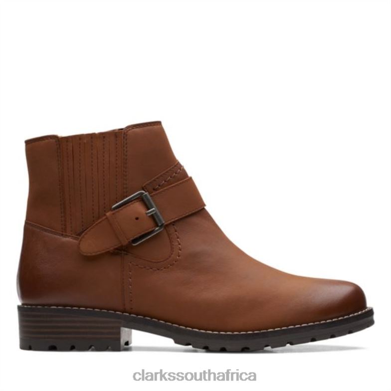 Clarkwellstrap Dark Tan Leather Clarks Dark Tan Leather 840406141 Women Clarks Dark Tan Leather