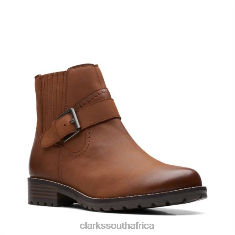 Clarkwellstrap Dark Tan Leather Clarks Dark Tan Leather 840406141 Women Clarks Dark Tan Leather