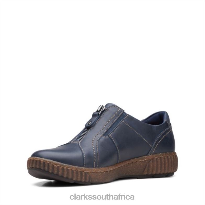Navy Leather Clarks Magnolia Zip Navy Leather 840406123 Women Clarks Navy Leather